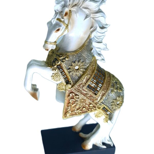 White Horse Statue with Embellished Saddle