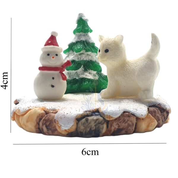 Snowy Man Christmas Tree with Cat Miniature Set