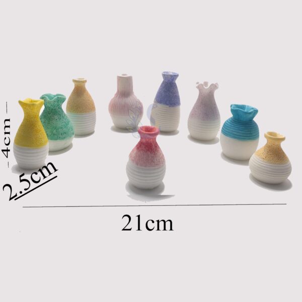 Tiny Miniature Ceramic Vase set of 8