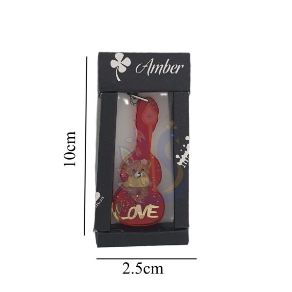 Keychain Guitar Shaped with Teddy Bear n word Love