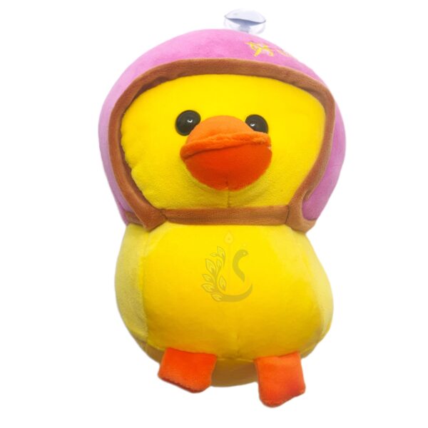 Yellow Duck Plush Toy with Helmet For Hanging in Car