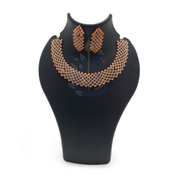 Traditional Indian Stone Mesh Necklace & Earring Set