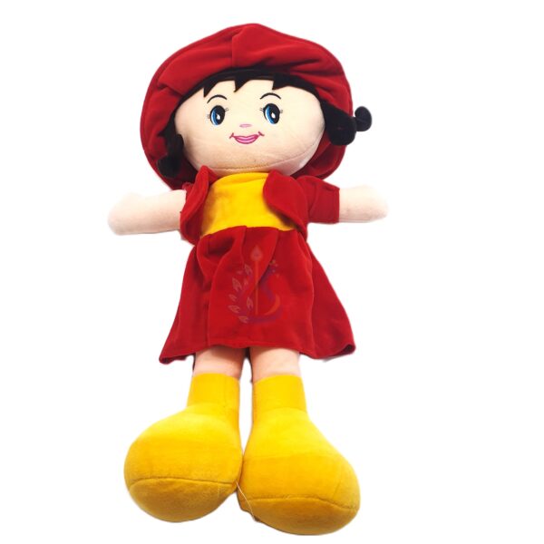 Cartoon Plushie Doll(Pretty Red Frock, Hat, With Bright Yellow Shoes)