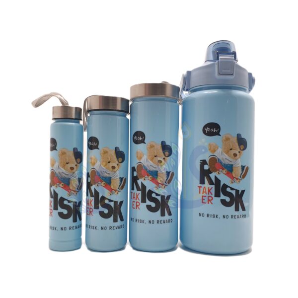 Cute Bear Kids Water Bottle with Straw(set of 4)