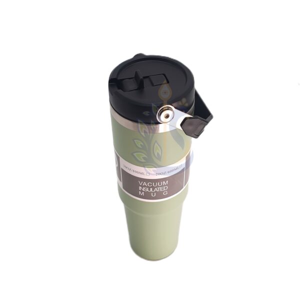 Stainless Steel Tumbler With Handle, Straw Mouth Lid &Rotating Handle