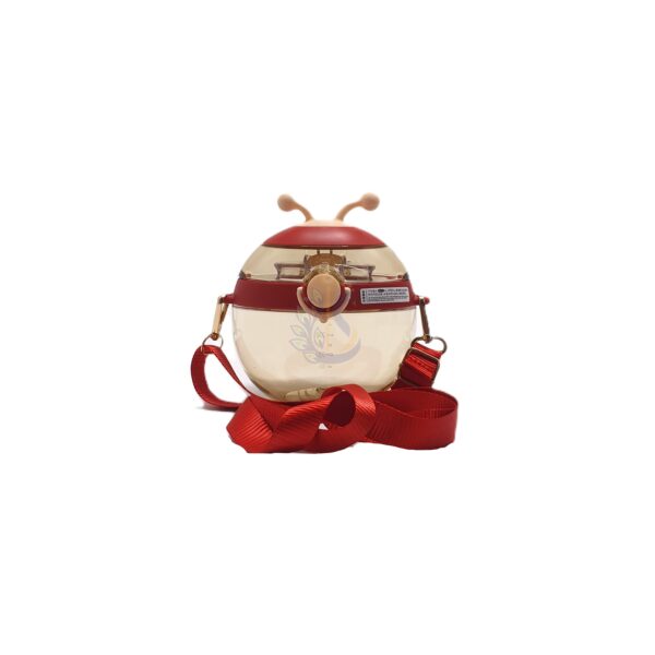 Cute Bee-Themed Water Bottle With Straw And nd Strap