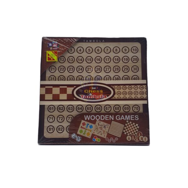 2-in-1 Wooden Chess & Tambola Game Set