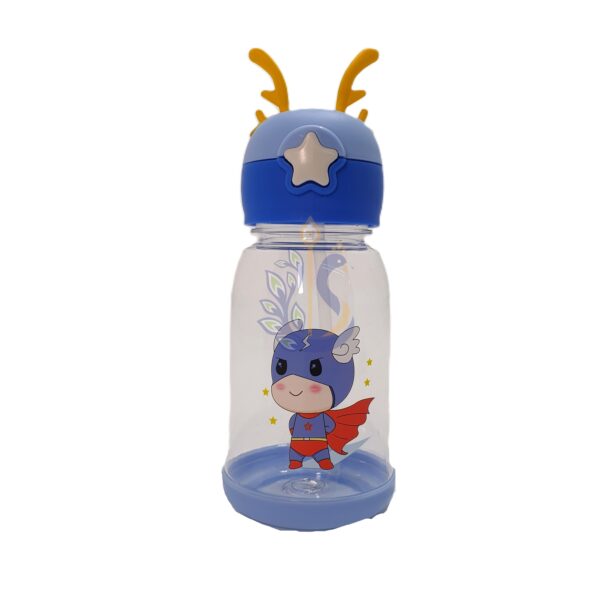 Cartoon Superhero Water Bottle With Straw