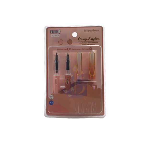 Simply Gems Orange Sapphire Fountain Pen Set