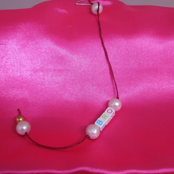 "BRO" Personalized Pearl Rakhi / Friendship Band