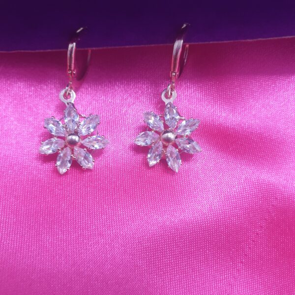 Dazzling Blossom Crystal Drop Hoop Earrings
