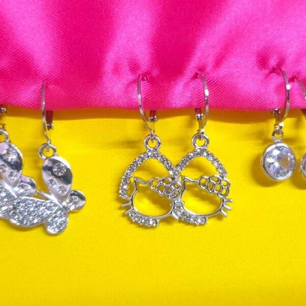 Butterfly-Shaped, Hello Kitty-Shaped, And Clear Crystal Stud Earrings