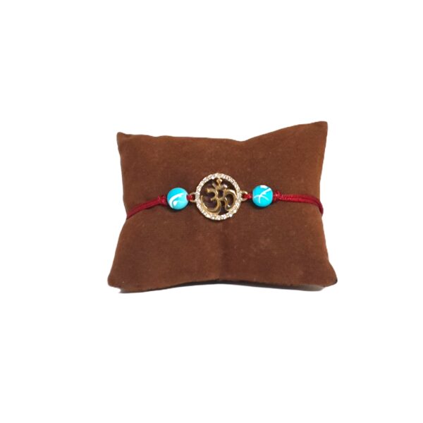 Spiritual Om Symbol Bracelet with Turquoise Beads and Red Thread