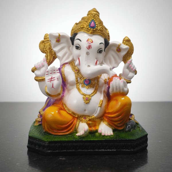 Hand-Painted Polyresin Lord Ganesha Idol Statue for Home Decor and Pooja