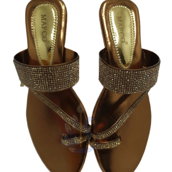 Brown Embellished Rhinestone Flat Sandal