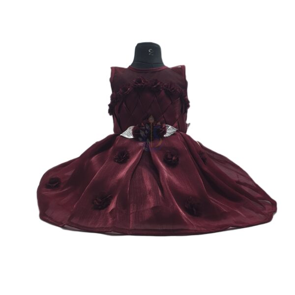Burgundy A-Line Prom Dress with Ruffled Sleeve, Elegant Maroon Satin Gown for Special Occasions, Wine Red Ball Gown with Bow Accent and Ruffle Detail