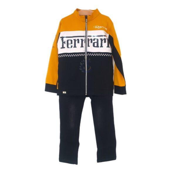 Ferrari Kids Tracksuit for Boys - Black & Yellow Sportswear Set