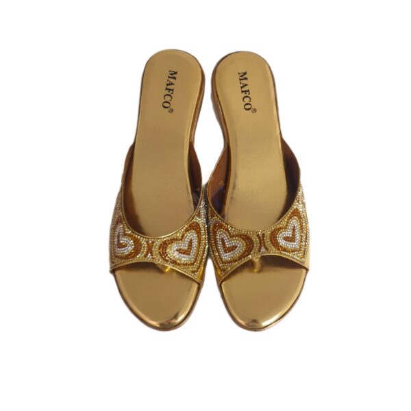 Golden Embroidered Ethnic Flats for Women