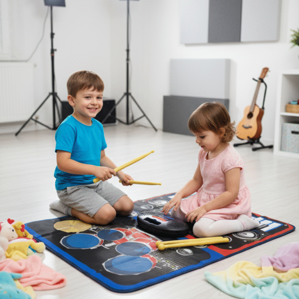 2-in-1 Musical Floor Playmat or Kids Electronic Piano and Drum Mat