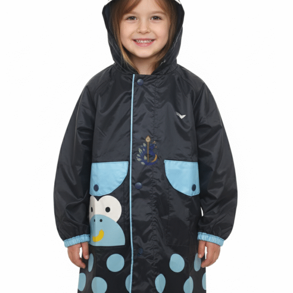 Kids Character Polka Dot Raincoat - Waterproof Hooded Rain Jacket for Boys & Girls