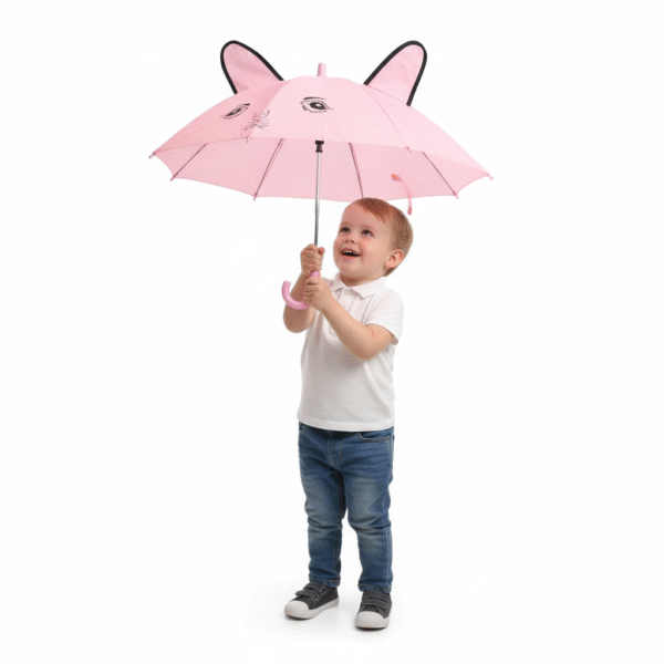 Cute Pink Cat Ear Kids' Umbrella for Girls & Toddlers