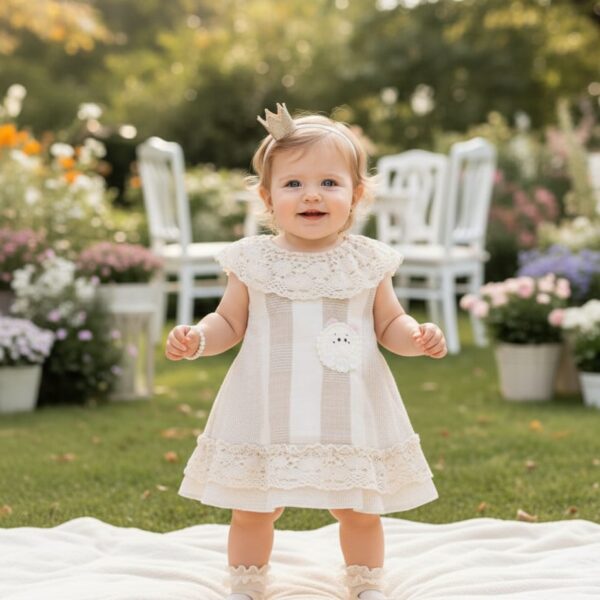Elegant Ivory Lace Baby Girl Ruffle Dress