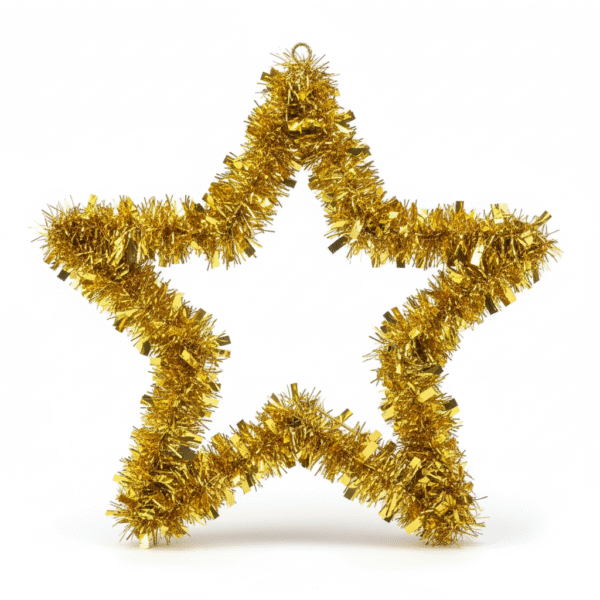 Shimmering Gold Tinsel Star Christmas Ornament (or Tree Topper)