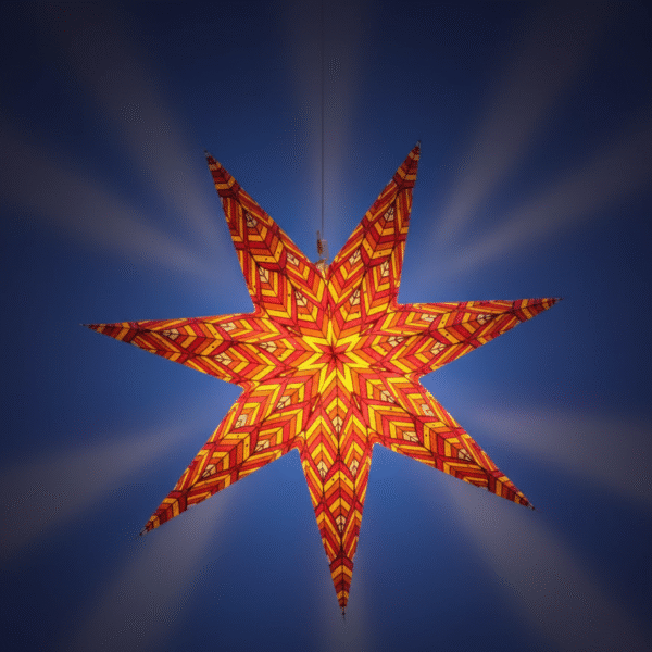 Vibrant Orange Handcrafted Paper Star Lantern | Festive Hanging Decoration