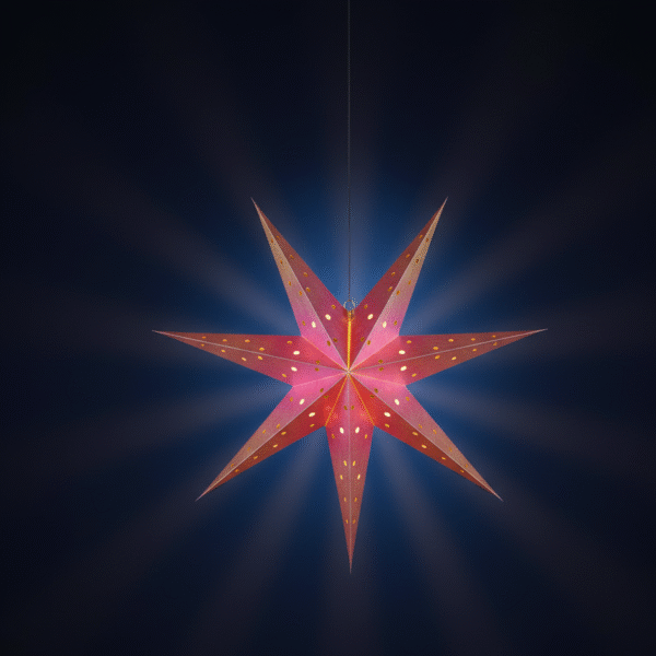 Festive Red 3D Star Hanging Lantern Decorative Light