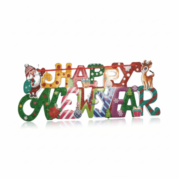 Glittering Happy New Year Hanging Decoration Banner