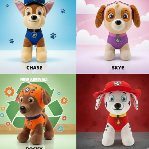 PAW Patrol Plush Toys Set - Cuddly Stuffed Animals: Chase, Skye, Marshall & Rubble