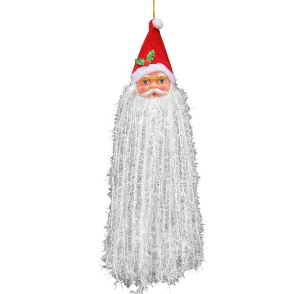 Fuzzy White Beard Santa Christmas Hanging Decoration
