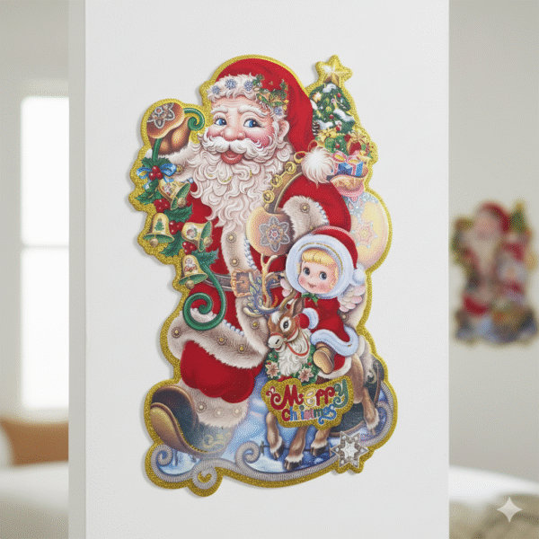 Glitter Santa Claus Christmas Decoration Sticker/Wall Decal