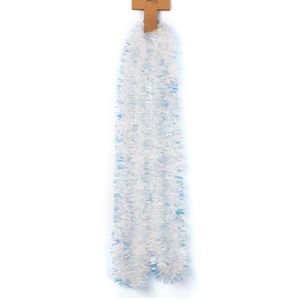 Iridescent White Tinsel Garland | Shimmering Holiday & Party Decoration