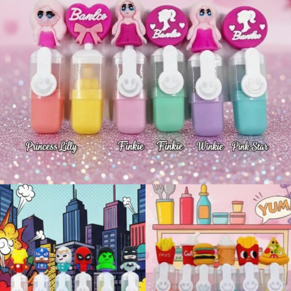 Kids Themed Marker Collection: Barbie, Hero Characters, Fast Food Stationery