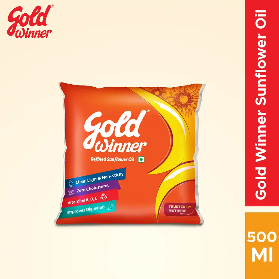 Gold Winner Refined Sunflower Oil (500 ml Pouch)